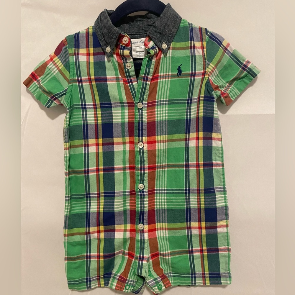 Ralph Lauren Plaid Shortall Poplin 12M